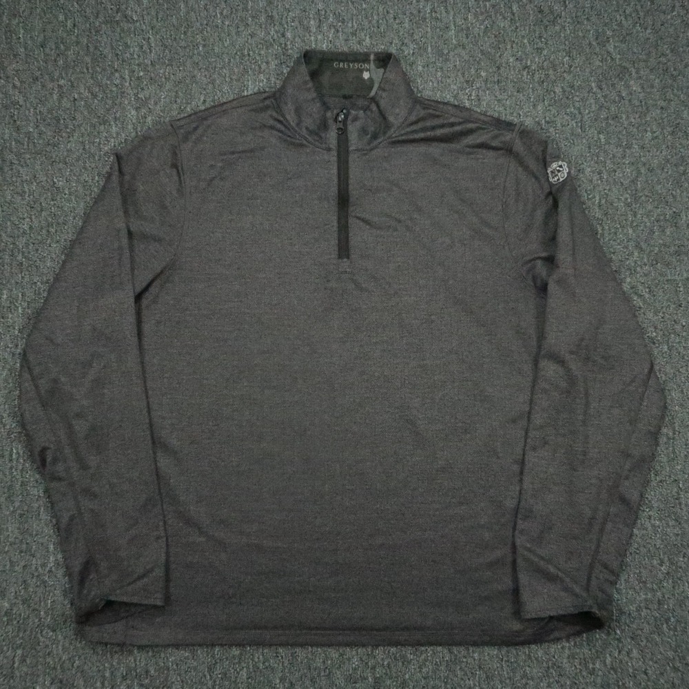 Greyson Pullover Mens XXL Gray Herringbone Performance Quarter Zip Golf 2XL